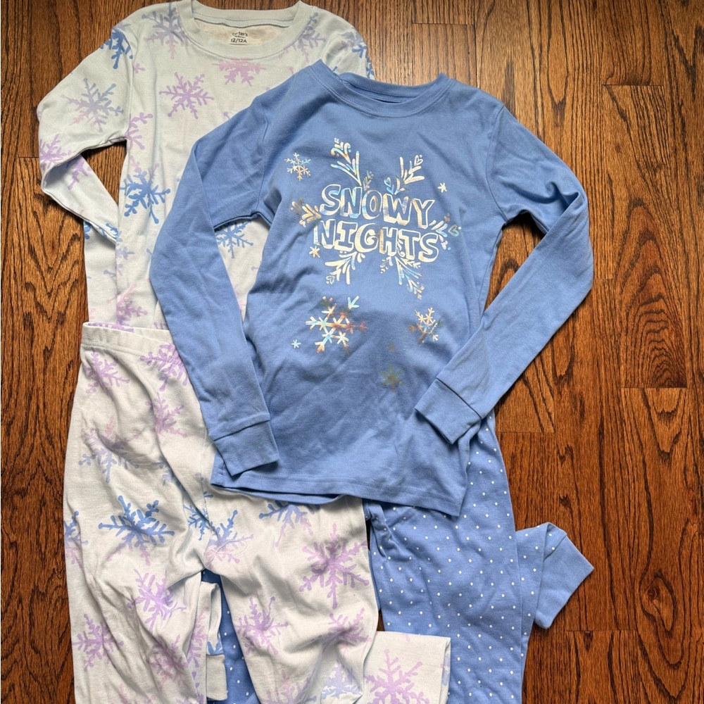 Carters Snowy Nights Kids Pajamas Set - Blue and White NWT